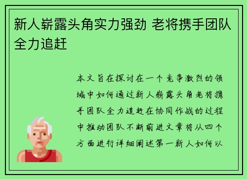 新人崭露头角实力强劲 老将携手团队全力追赶